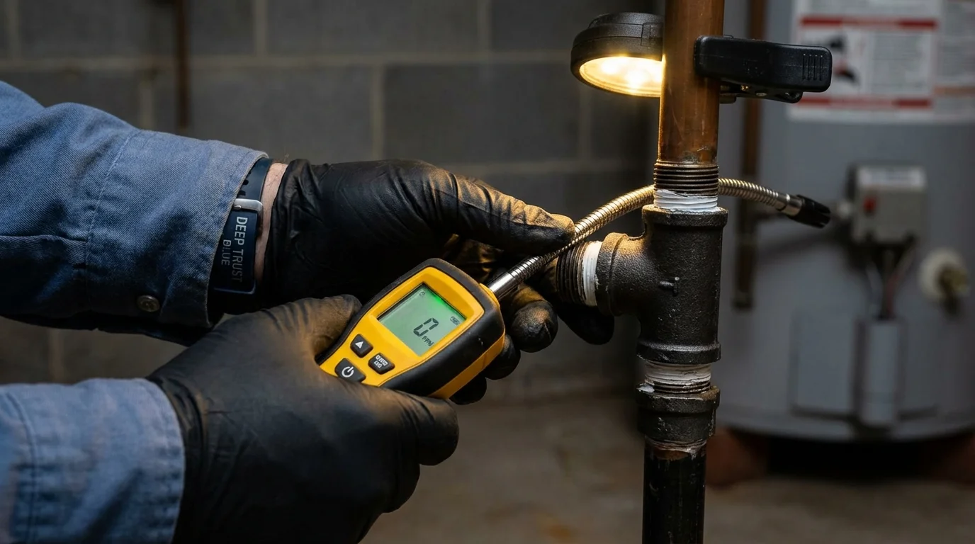 Gas leak detection with electronic sniffer by Johns Plumbing LLC in Panguitch