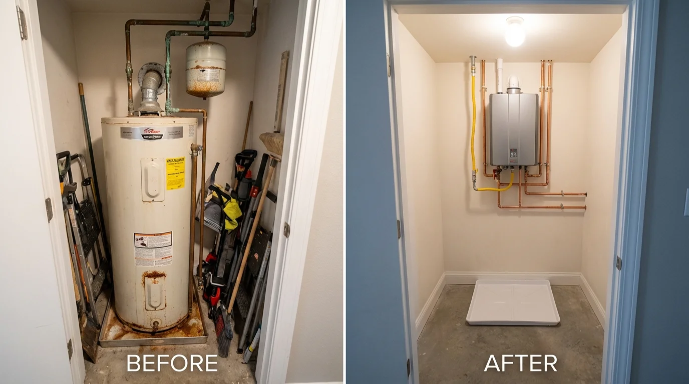 Tank water heater versus wall-mounted tankless unit comparison for Panguitch, UT homeowners